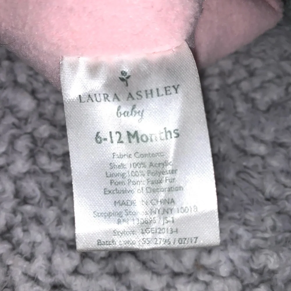 Koala Baby Boutique Vegan White Fur Coat and pink beanie hat 12 mos.